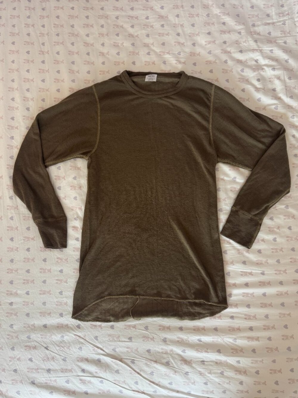 DuoFold by Champion Merino Wool Vintage Oversized Long Sleeve Shirt Moss Green